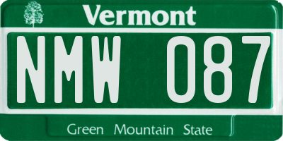 VT license plate NMW087