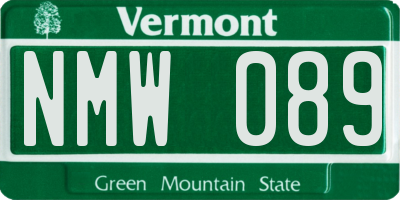 VT license plate NMW089
