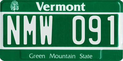 VT license plate NMW091