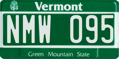 VT license plate NMW095
