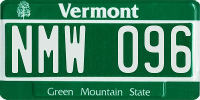 VT license plate NMW096