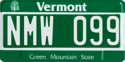 VT license plate NMW099