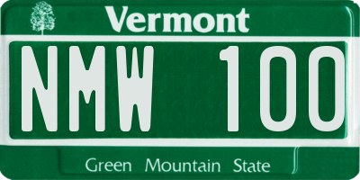 VT license plate NMW100