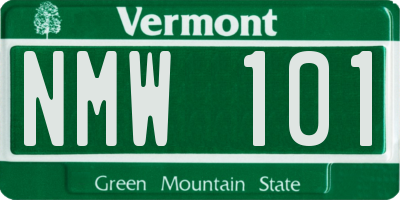 VT license plate NMW101