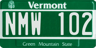 VT license plate NMW102
