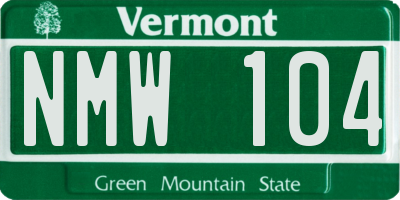 VT license plate NMW104