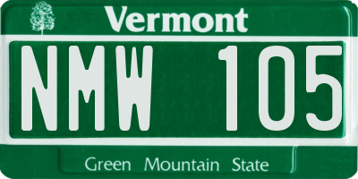 VT license plate NMW105