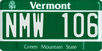 VT license plate NMW106