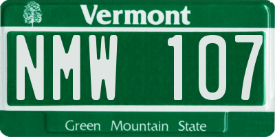 VT license plate NMW107