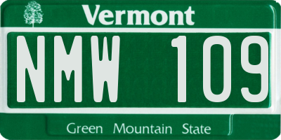 VT license plate NMW109