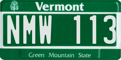 VT license plate NMW113