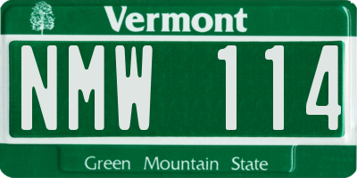 VT license plate NMW114