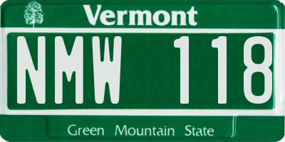 VT license plate NMW118