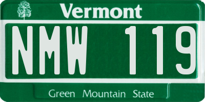 VT license plate NMW119