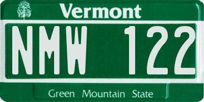 VT license plate NMW122