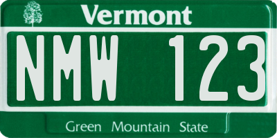 VT license plate NMW123