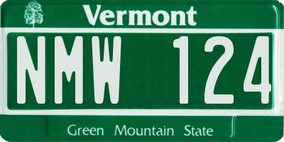 VT license plate NMW124