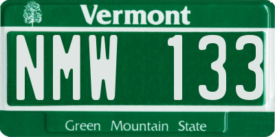VT license plate NMW133