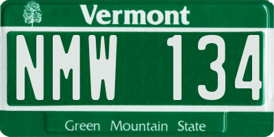 VT license plate NMW134