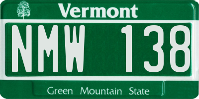 VT license plate NMW138