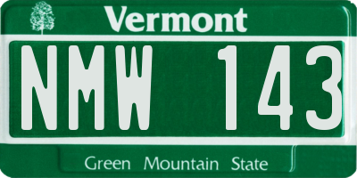 VT license plate NMW143