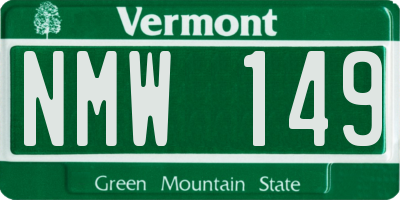 VT license plate NMW149