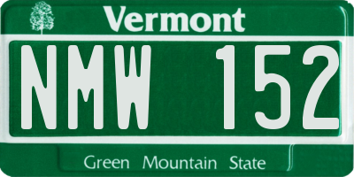 VT license plate NMW152