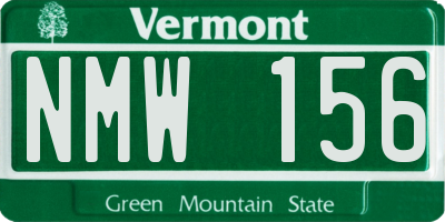 VT license plate NMW156