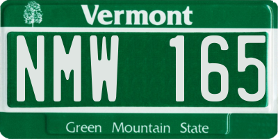 VT license plate NMW165