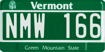 VT license plate NMW166