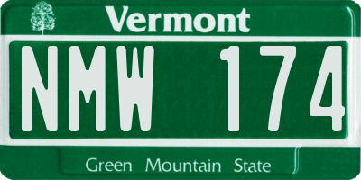 VT license plate NMW174