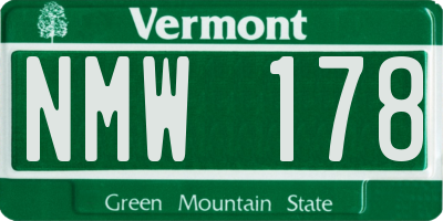 VT license plate NMW178