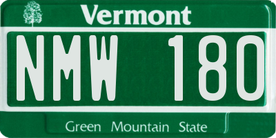 VT license plate NMW180