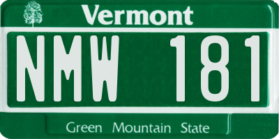VT license plate NMW181