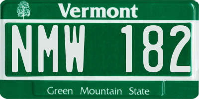 VT license plate NMW182