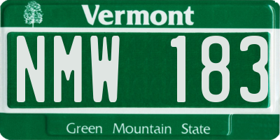 VT license plate NMW183