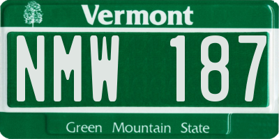 VT license plate NMW187