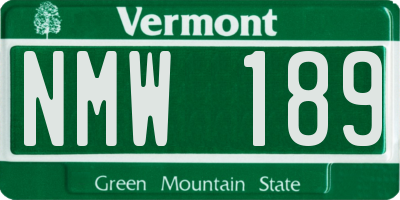 VT license plate NMW189