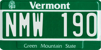 VT license plate NMW190