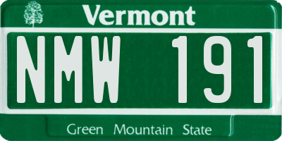 VT license plate NMW191