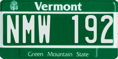VT license plate NMW192