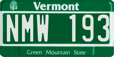 VT license plate NMW193