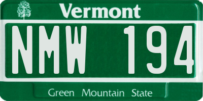 VT license plate NMW194