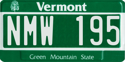 VT license plate NMW195