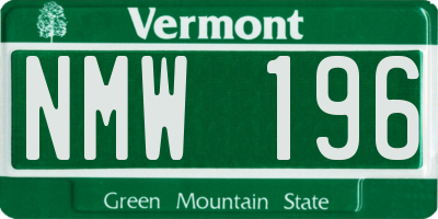 VT license plate NMW196