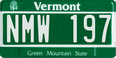 VT license plate NMW197
