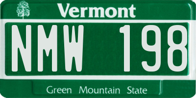VT license plate NMW198