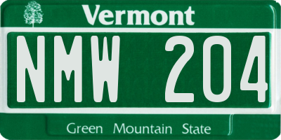 VT license plate NMW204