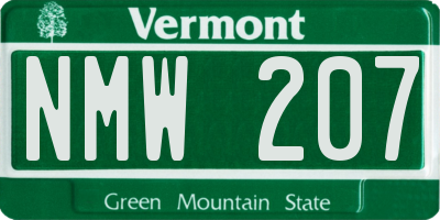VT license plate NMW207