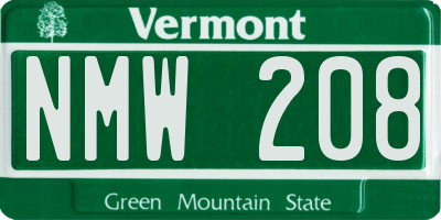 VT license plate NMW208